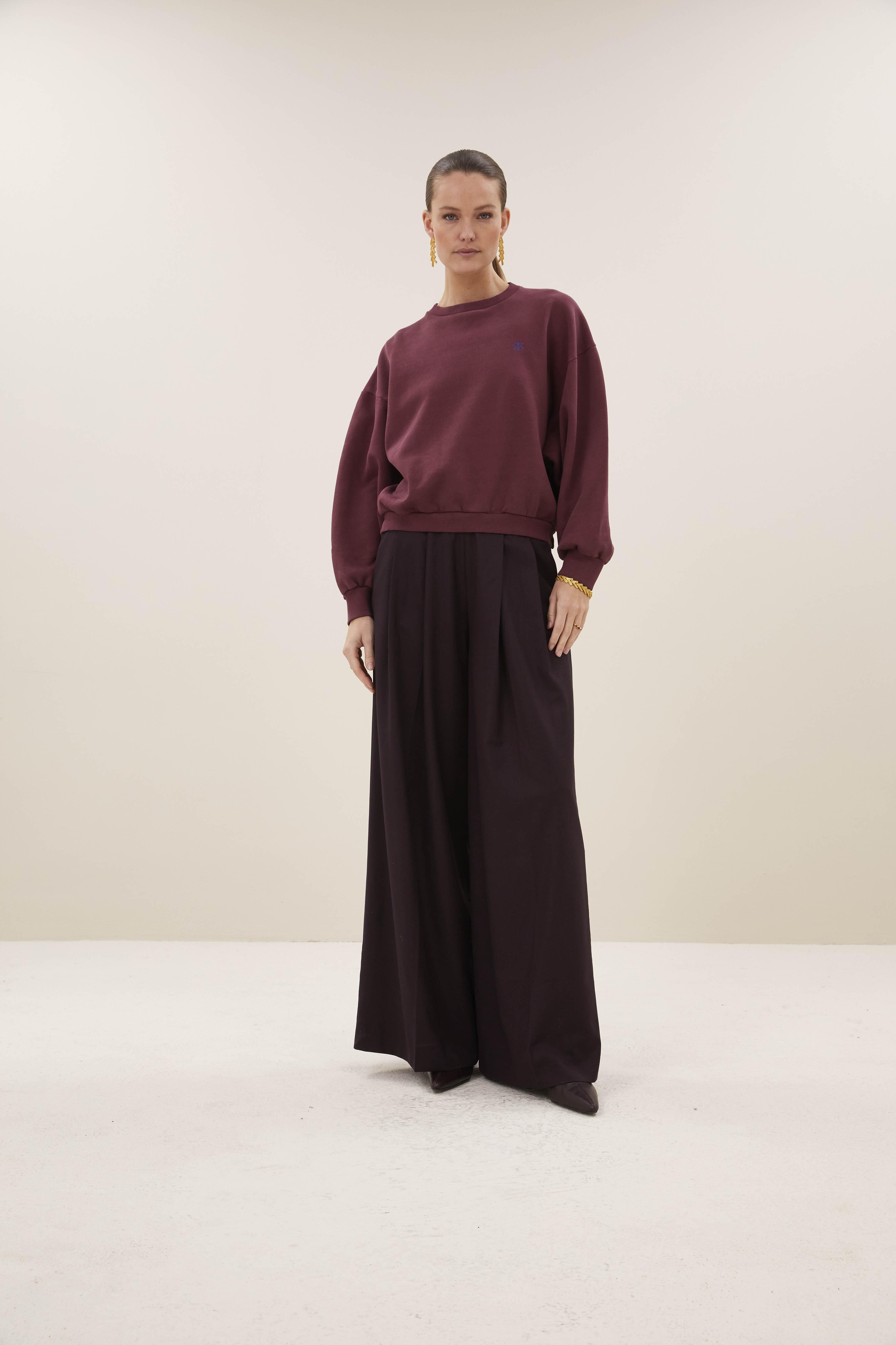 By-Bar Malyn Logo Sweater Burgundy Crush Damen Pullover rot